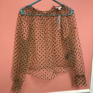 NWT Topshop Petite Nude Polka Dot Top